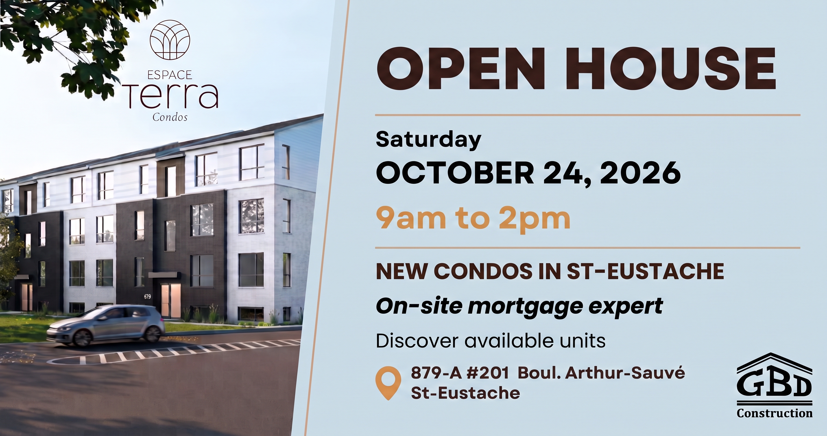 Espace Terra Condos - Open house October 24.