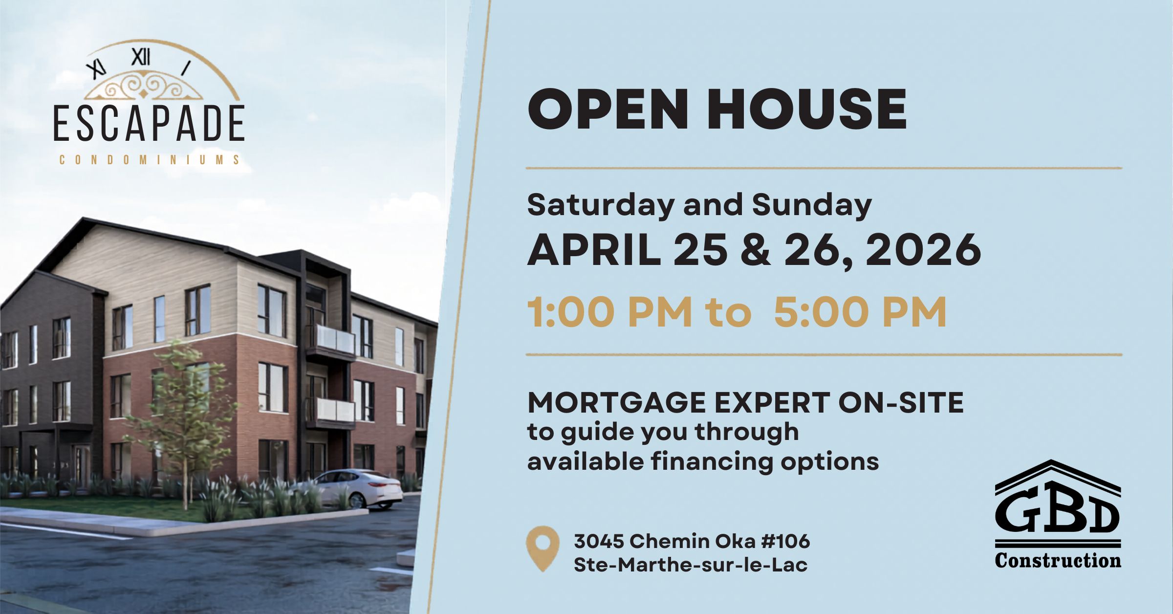 Escapade - open house April 25-26